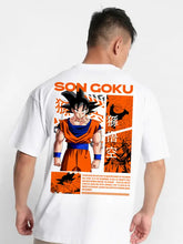 Oversized Son Goku Anime Graphic Tee – White | Dragon Ball Inspired Streetwear
